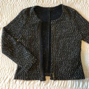 J. Crew Navy Tweed Zip Blazer Jacket Size S